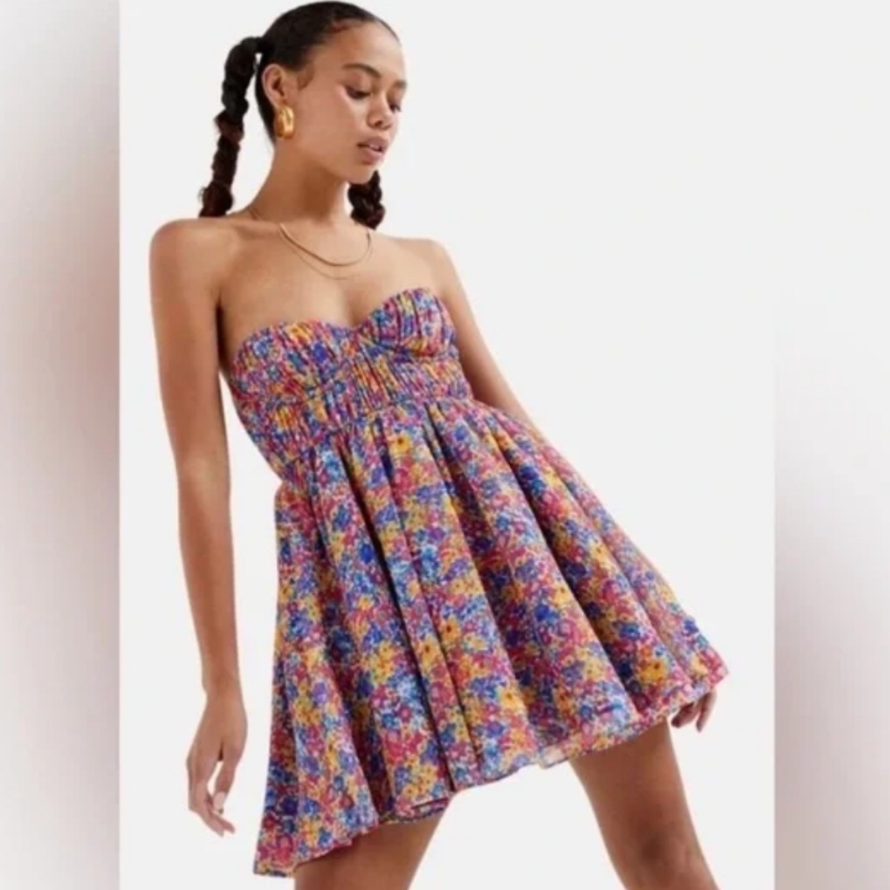 NWT Free People / For Love & Lemons Sasha Strapless Bustier Mini Dress Small